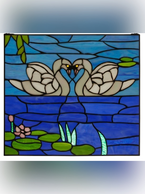 River of Goods Other - River of Goods Swan Stained Glass Window Panel, 16"L x 0.25"W x 14"H, NWT 🦢